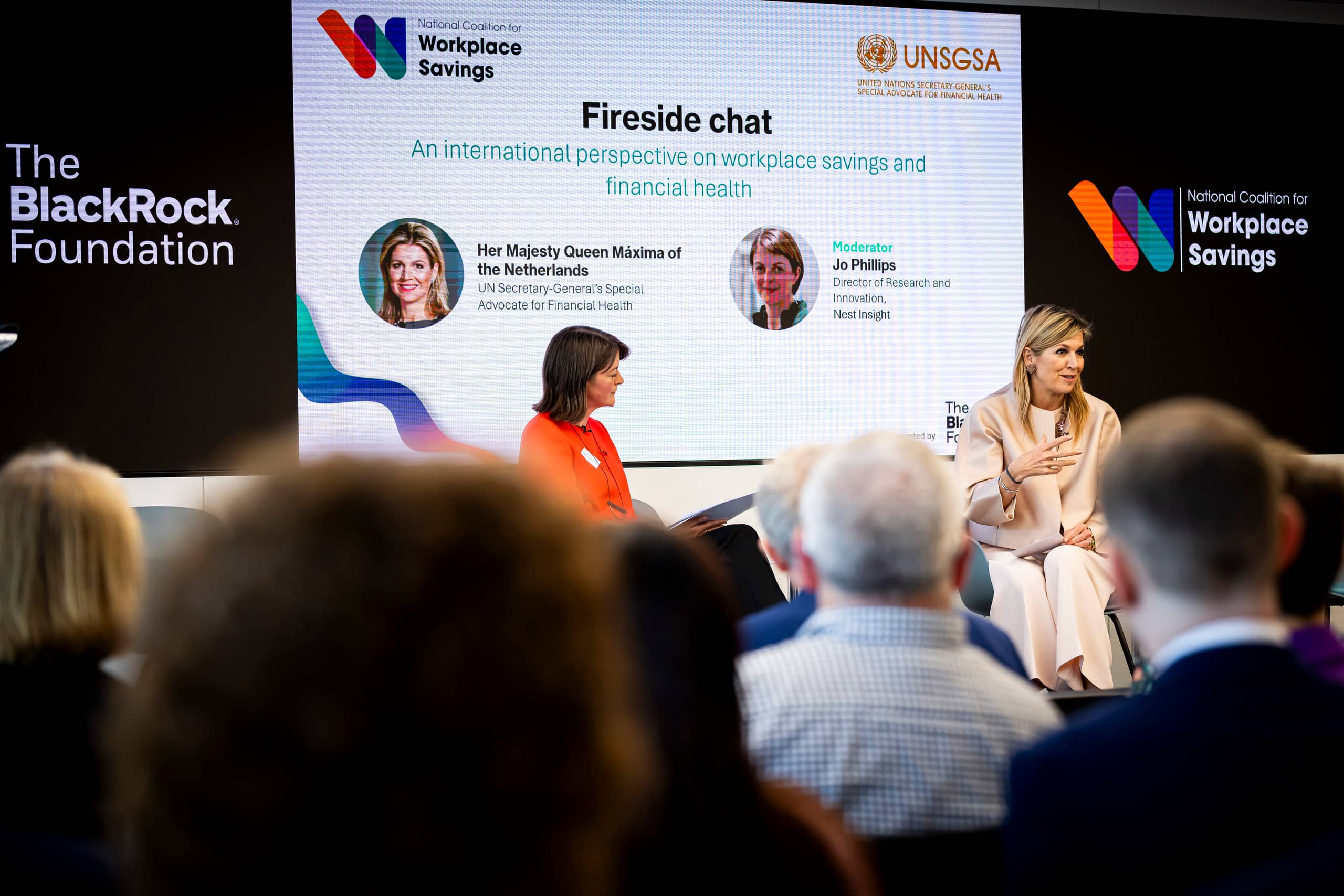 Queen Máxima attends launch of National Coalition for Workplace Savings in London